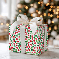 Red and Green Christmas Gift Wrap, Watercolor Polka Dot Wrapping Paper, Festive Holiday Wrapping Paper, Xmas Present Gift Wrap Roll