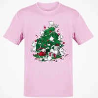 Humorous Holiday Chaos Graphic Tee, Cats Climbing Christmas Tree T-Shirt, Festive Kitty Christmas Shirt, Adorable Cat Lover Winter Top