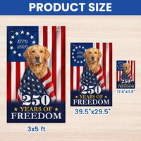 Golden Retriever American Flag Garden Flag | 250 Years of Freedom Commemorative | Double-Sided Patriotic Decor | Dog Lover Gift