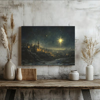 Nativity Scene Christmas Canvas Art, Star of Bethlehem Canvas Print, Holy Night Religious Canvas, Holiday Home Wall Decor Digital Download
