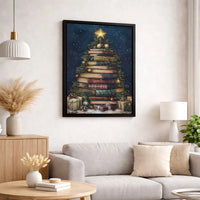 Vintage Library Holiday Wall Art, Book Christmas Tree Canvas Print, Bookish Christmas Tree Canvas, Reading Decor, Book Lover Xmas Present