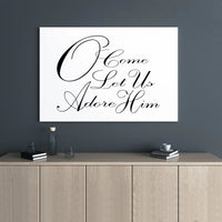 Religious Christmas Canvas Wall Art, O Come Let Us Adore Him Canvas, Christian Scripture Canvas Print, Minimalist Holiday Church Home Decor