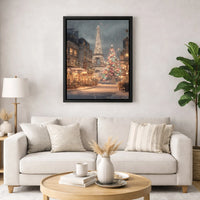 Snowy Eiffel Tower Canvas Print, Paris Christmas Canvas Wall Art, Winter France Holiday Poster, Travel Digital Download Decor