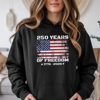 250 Years of Freedom Hoodie | Distressed American Flag 1776-2026 Graphic | Premium Cotton-Polyester Blend | Patriotic Gift for Americana Fans