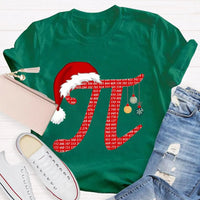 Humorous Math Holiday Graphic Tee, Pi Symbol Santa Hat Christmas T-Shirt, Festive STEM Christmas Shirt, Math Teacher Student Present