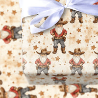 Western Holiday Gift Wrap, Cowboy Santa Christmas Wrapping Paper, Watercolor Rodeo Santa Gift Wrapping Paper, Rustic Country Present Wrap