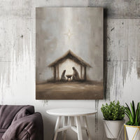 Holy Family Nativity Scene Print, Nativity Scene Canvas Wall Art, Impressionist Nativity Scene Poster, Christmas Manger Art