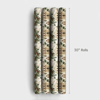 Historic Landmark Gift Wrap, Texas Alamo Christmas Wrapping Paper, Festive Holly Berry Wrapping Paper, Winter Holiday Texas Wrapping Paper