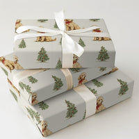 Holiday Dog Gift Wrap, Goldendoodle Christmas Wrapping Paper, Adorable Puppy Wrapping Paper, Christmas Tree Gift Wrap, Dog Lover Present Wrap