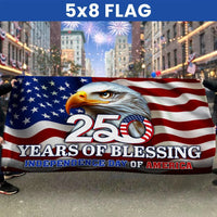 250 Years of Blessing Flag | Bald Eagle American Flag Design | UV-Resistant Polyester Grommet Flag | Independence Day Patriotic Home Decor
