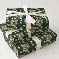 Mountain Lion Holiday Gift Wrap, Cougar Christmas Lights Wrapping Paper, Festive Cougar Paper Roll, Wildlife Animal Christmas Wrapping Paper
