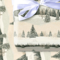 Snowy Pine Tree Gift Wrap, Winter Forest Wrapping Paper, Rustic Holiday Wrapping Paper, Scenic Woodland Gift Wrap, Christmas Wrapping Paper