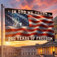 250 Years of Freedom Patriotic House Flag | In God We Trust Christian Flag | Double-Sided Weather-Resistant Polyester | Americana Gift