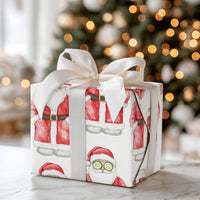 Humorous Cucumber Mask Gift Wrap, Spa Santa Christmas Wrapping Paper, Relaxing Santa Holiday Paper, Self-Care Humor Present Wrapping Paper