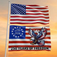 250 Years Of Freedom Flag | Bald Eagle Patriotic 1776-2026 | UV-Resistant Polyester | Commemorative American Independence Gift