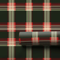 Traditional Tartan Gift Wrap, Christmas Plaid Wrapping Paper, Green and Red Holiday Wrapping Paper, Classic Festive Wrapping Paper Roll
