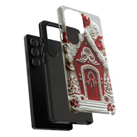 3D Christmas Candy Phone Case, Gingerbread House Samsung Galaxy Case, Festive Holiday Phone Cover, Adorable Xmas Present for Her
