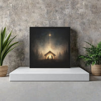 Starry Night Holy Family Christmas Print, Nativity Scene Canvas Wall Art, Christian Religious Instant Download, Manger Holiday Decor Present