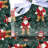 Green Country Western Gift Wrap, Cowboy Santa Christmas Wrapping Paper, Rustic Cowboy Boots Santa Wrapping Paper, Holiday Gift Wrap Roll
