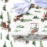 Watercolor Golf Cart Christmas Gift Wrap, Golfing Santa Wrapping Paper, Golfer Dad Holiday Wrapping Paper, Sports Fan Wrapping Paper Roll