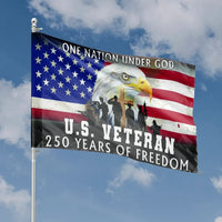 Patriotic US Veteran House Flag | 250 Years of Freedom Eagle Design | Double Sided Premium Polyester | Commemorative Gift for Military Families