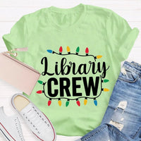 Festive Book Lover Librarian Shirt, Christmas Light Library Crew T-Shirt, Bookish Holiday Graphic Tee, Reader Xmas Present