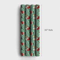 Musical Christmas Gift Wrap, Vintage Santa Band Wrapping Paper, Brass Trumpet Holiday Present Paper, Sage Green Xmas Gift Wrap