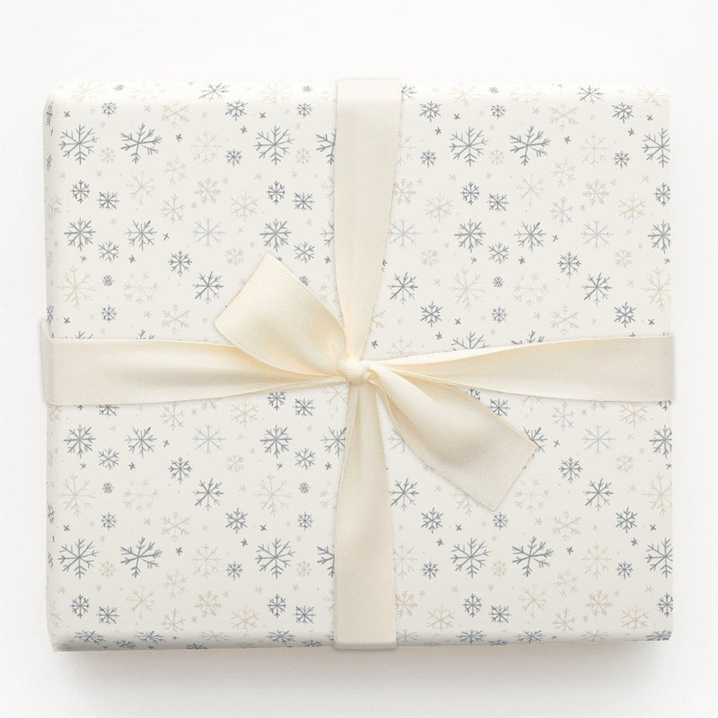 Neutral Winter Gift Wrap, Muted Snowflake Wrapping Paper, Minimalist Blue Beige Wrapping Paper, Elegant Christmas Holiday Wrapping Paper