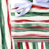 Red and Green Holiday Gift Wrap, Watercolor Wavy Stripe Wrapping Paper, Christmas Stripe Wrapping Paper, Festive Winter Wrapping Paper Roll