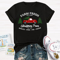 Vintage Botanical Holiday Graphic Tee, Farm Fresh Christmas Tree Teacher T-Shirt, Winter Christmas Shirt, Teacher Present