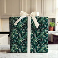 Botanical Berry Christmas Gift Wrap, Moody Pine Wrapping Paper, Dark Green Winter Holiday Wrapping Paper, Forest Gift Wrap Roll