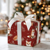 Watercolor Woodland Animal Gift Wrap, Winter Fox Wrapping Paper, Christmas Fox Holiday Paper, Red Fox Present Wrap, Adorable Woodland Gift Wrap