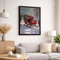 Snowy Pine Tree Wall Art, Vintage Christmas Sleigh Canvas Print, Festive Winter Holiday Poster, Digital Download Print, Christmas Decor Present