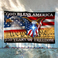 250 Years of Freedom Flag | God Bless America We The People | Double-Sided Patriotic House Flag | UV-Resistant Outdoor Decor