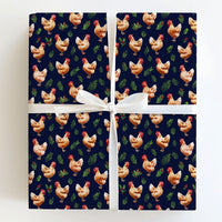Farmhouse Rooster Gift Wrap, Christmas Chicken Wrapping Paper, Rustic Holiday Hen Wrapping Paper, Poultry Lover Festive Gift Wrap Roll