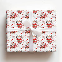 Musical Note Gift Wrap, Singing Santa Wrapping Paper, Watercolor Santa Claus Wrapping Paper, Music Lover Christmas Present Wrap Roll