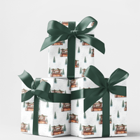 Holiday Market Gift Wrap, Winter Village Market Christmas Wrapping Paper, Christmas Town Present Wrap, Comfy Winter Festive Gift Wrap Roll