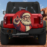 Pointing Santa Holiday Wheel Cover, Vintage Santa Claus Spare Tire Cover, Festive Red Christmas Tire Protector, Jeep SUV Winter Decor Present