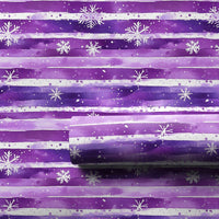Watercolor Striped Gift Wrap, Purple Snowflake Wrapping Paper, Winter Holiday Wrapping Paper, Christmas Gift Wrap, Seasonal Present Paper