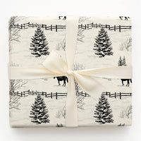 Rustic Equestrian Toile Gift Wrap, Winter Horse Wrapping Paper, Christmas Horse Holiday Wrapping Paper