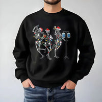 Humorous Skeleton Nurse Crewneck, Dancing Skeleton Christmas Sweatshirt, Retro Holiday Skeleton Pullover, Christmas Lights Sweater, Nurse Present