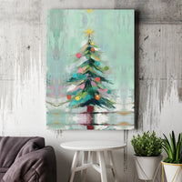 Painterly Holiday Wall Decor, Abstract Christmas Tree Canvas Art, Modern Festive Christmas Tree Print, Seasonal Winter Home Decor Canvas