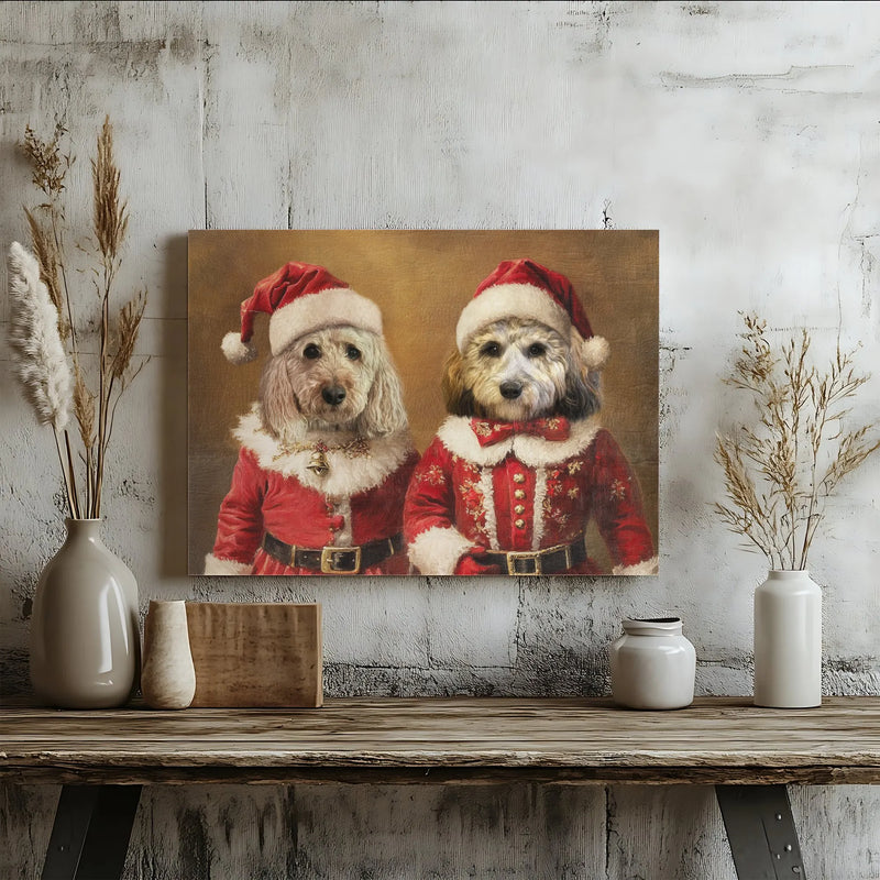 Pups in Santa Suits Holiday Print, Dog Christmas Portrait Canvas Art, Adorable Christmas Dogs Canvas, Festive Wall Decor, Pet Lover Xmas Present