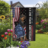 Patriotic Doberman Pinscher Garden Flag | US 250 Years Anniversary 1776-2026 | Double Sided Weather Resistant Polyester | American Pride Dog Lover Gift