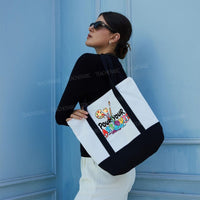 Pour Your Art Out Color-blocked Canvas Bag