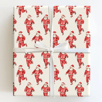Jogging Santa Claus Gift Wrap, Running Santa Christmas Wrapping Paper, Tracksuit Santa Wrapping Paper, Fitness Runner Holiday Gift Wrap