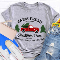 Vintage Botanical Holiday Graphic Tee, Farm Fresh Christmas Tree Teacher T-Shirt, Winter Christmas Shirt, Teacher Present