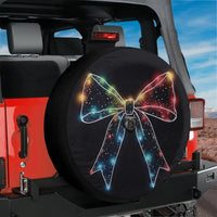 Festive Holiday Ribbon Tire Cover, Christmas Lights Bow Spare Tire Cover, Winter Xmas Spare Tire Cover, Holiday Jeep SUV Car Decor