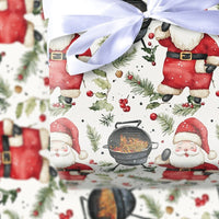 Santa Grilling Gift Wrap, BBQ Santa Wrapping Paper, Kettle Grill Santa Christmas Paper, Barbecue Present Wrap