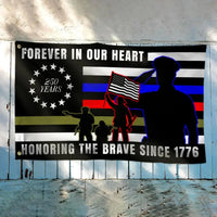 Forever in Our Heart 250 Years Military Flag | Double-Sided Polyester Grommet Flag | Veterans Day Memorial Gift for Service Members